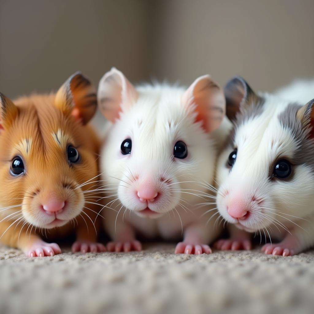 Hamster Robo: Bí Quyết Chăm Sóc A-Z Từ Chuyên Gia (Kèm Bảng Giá 2024) 2 Hamster Robo với nhiều màu sắc khác nhau, từ agouti đến husky và platinum